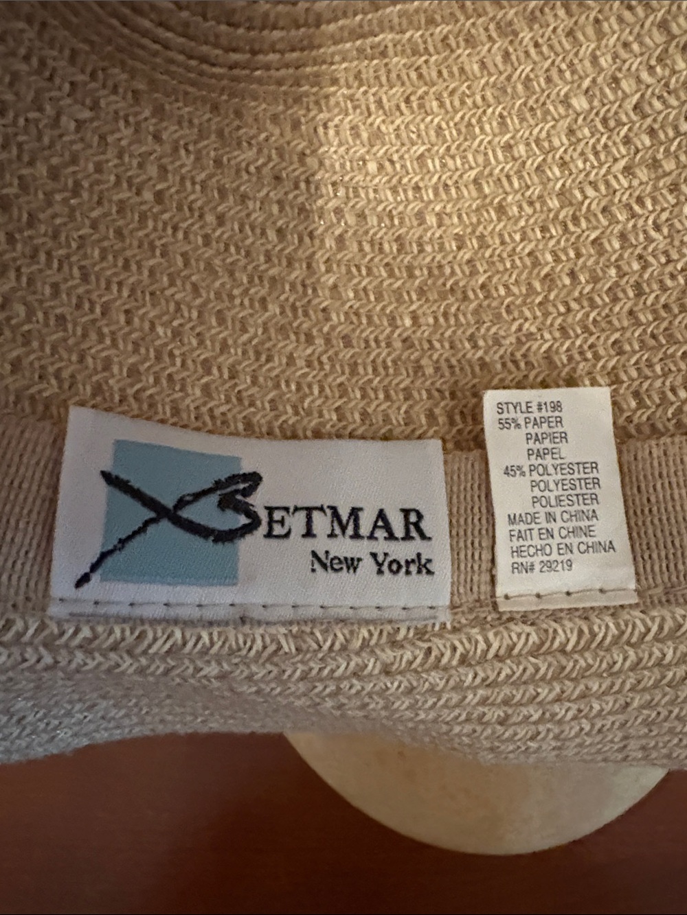 Betmar NY Classic Wide-Brim Straw Sun Hat with Black Trim - Picture 3 of 4